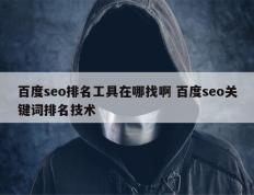 百度seo排名工具在哪找啊 百度seo关键词排名技术