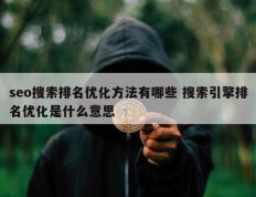 seo搜索排名优化方法有哪些 搜索引擎排名优化是什么意思