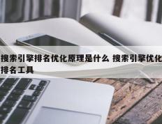 搜索引擎排名优化原理是什么 搜索引擎优化排名工具