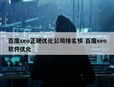 百度seo正规优化公司排名榜 百度seo软件优化