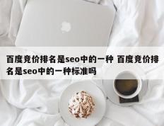 百度竞价排名是seo中的一种 百度竞价排名是seo中的一种标准吗