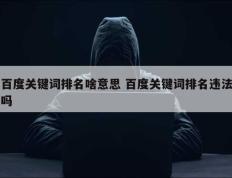 百度关键词排名啥意思 百度关键词排名违法吗