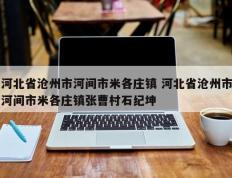 河北省沧州市河间市米各庄镇 河北省沧州市河间市米各庄镇张曹村石纪坤