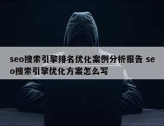 seo搜索引擎排名优化案例分析报告 seo搜索引擎优化方案怎么写