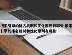 搜索引擎的排名机制和优化原则有哪些 搜索引擎的排名机制和优化原则有哪些