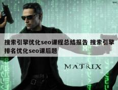 搜索引擎优化seo课程总结报告 搜索引擎排名优化seo课后题