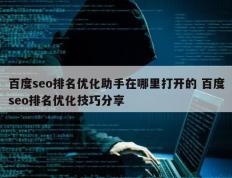 百度seo排名优化助手在哪里打开的 百度seo排名优化技巧分享