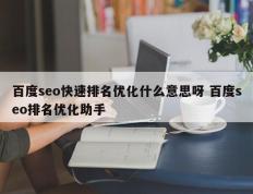 百度seo快速排名优化什么意思呀 百度seo排名优化助手