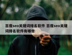 百度seo关键词排名软件 百度seo关键词排名软件有哪些