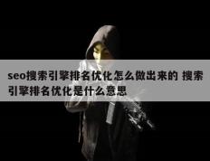 seo搜索引擎排名优化怎么做出来的 搜索引擎排名优化是什么意思