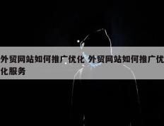 外贸网站如何推广优化 外贸网站如何推广优化服务