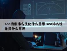 seo搜索排名优化什么意思 seo排名优化是什么意思