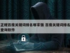 正规百度关键词排名哪家强 百度关键词排名查询软件