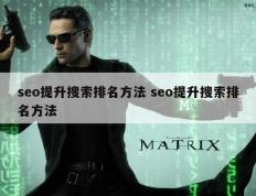 seo提升搜索排名方法 seo提升搜索排名方法