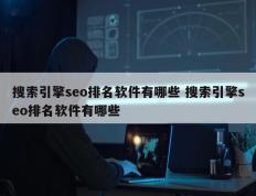 搜索引擎seo排名软件有哪些 搜索引擎seo排名软件有哪些