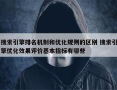 搜索引擎排名机制和优化规则的区别 搜索引擎优化效果评价基本指标有哪些