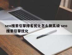 seo搜索引擎排名优化怎么做高级 seo 搜索引擎优化