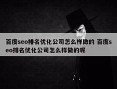 百度seo排名优化公司怎么样做的 百度seo排名优化公司怎么样做的呢