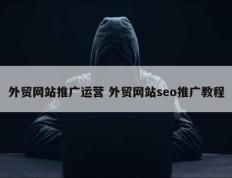 外贸网站推广运营 外贸网站seo推广教程