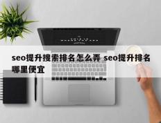 seo提升搜索排名怎么弄 seo提升排名哪里便宜