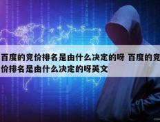 百度的竞价排名是由什么决定的呀 百度的竞价排名是由什么决定的呀英文