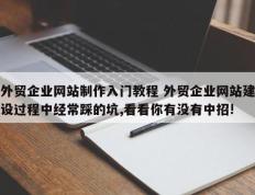 外贸企业网站制作入门教程 外贸企业网站建设过程中经常踩的坑,看看你有没有中招!