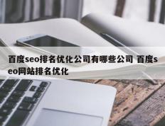 百度seo排名优化公司有哪些公司 百度seo网站排名优化