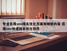 专业百度seo排名优化方案有哪些内容 百度seo快速排名优化软件