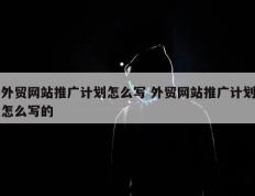 外贸网站推广计划怎么写 外贸网站推广计划怎么写的