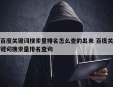 百度关键词搜索量排名怎么查的出来 百度关键词搜索量排名查询