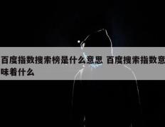 百度指数搜索榜是什么意思 百度搜索指数意味着什么