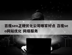 百度seo正规优化公司哪家好点 百度seo网站优化 网络服务