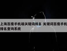 上海百度手机端关键词排名 关键词百度手机排名查询系统