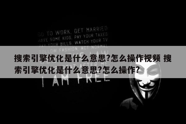 搜索引擎优化是什么意思?怎么操作视频 搜索引擎优化是什么意思?怎么操作?