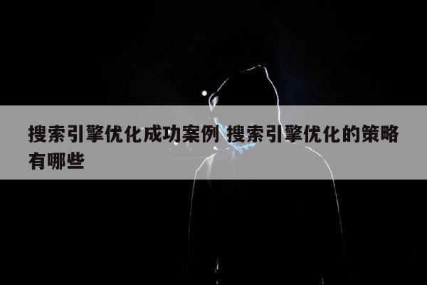 搜索引擎优化成功案例 搜索引擎优化的策略有哪些