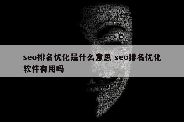 seo排名优化是什么意思 seo排名优化软件有用吗