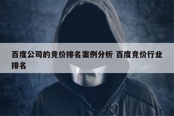 百度公司的竞价排名案例分析 百度竞价行业排名