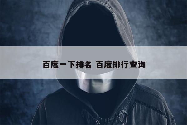 百度一下排名 百度排行查询