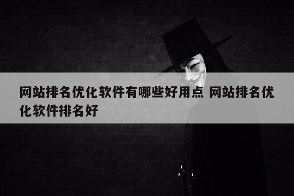 网站排名优化软件有哪些好用点 网站排名优化软件排名好