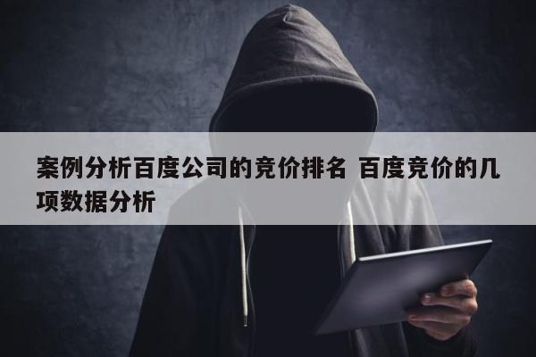 案例分析百度公司的竞价排名 百度竞价的几项数据分析