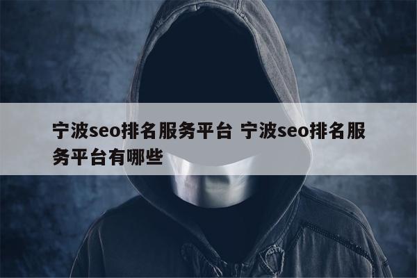 宁波seo排名服务平台 宁波seo排名服务平台有哪些