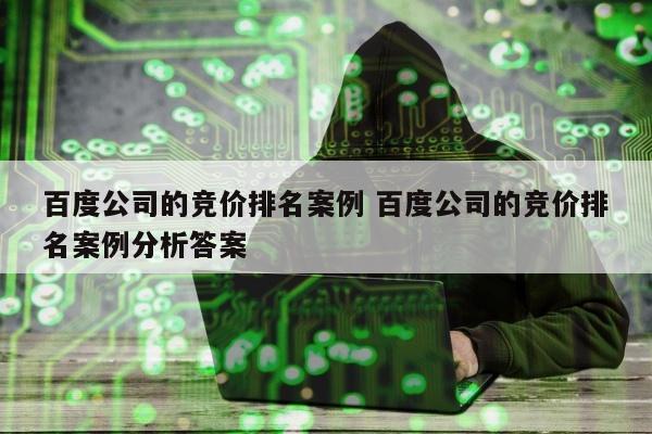 百度公司的竞价排名案例 百度公司的竞价排名案例分析答案