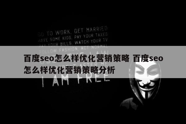 百度seo怎么样优化营销策略 百度seo怎么样优化营销策略分析