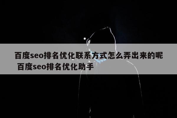 百度seo排名优化联系方式怎么弄出来的呢 百度seo排名优化助手