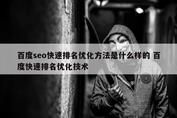 百度seo快速排名优化方法是什么样的 百度快速排名优化技术