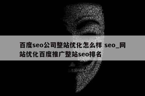 百度seo公司整站优化怎么样 seo_网站优化百度推广整站seo排名